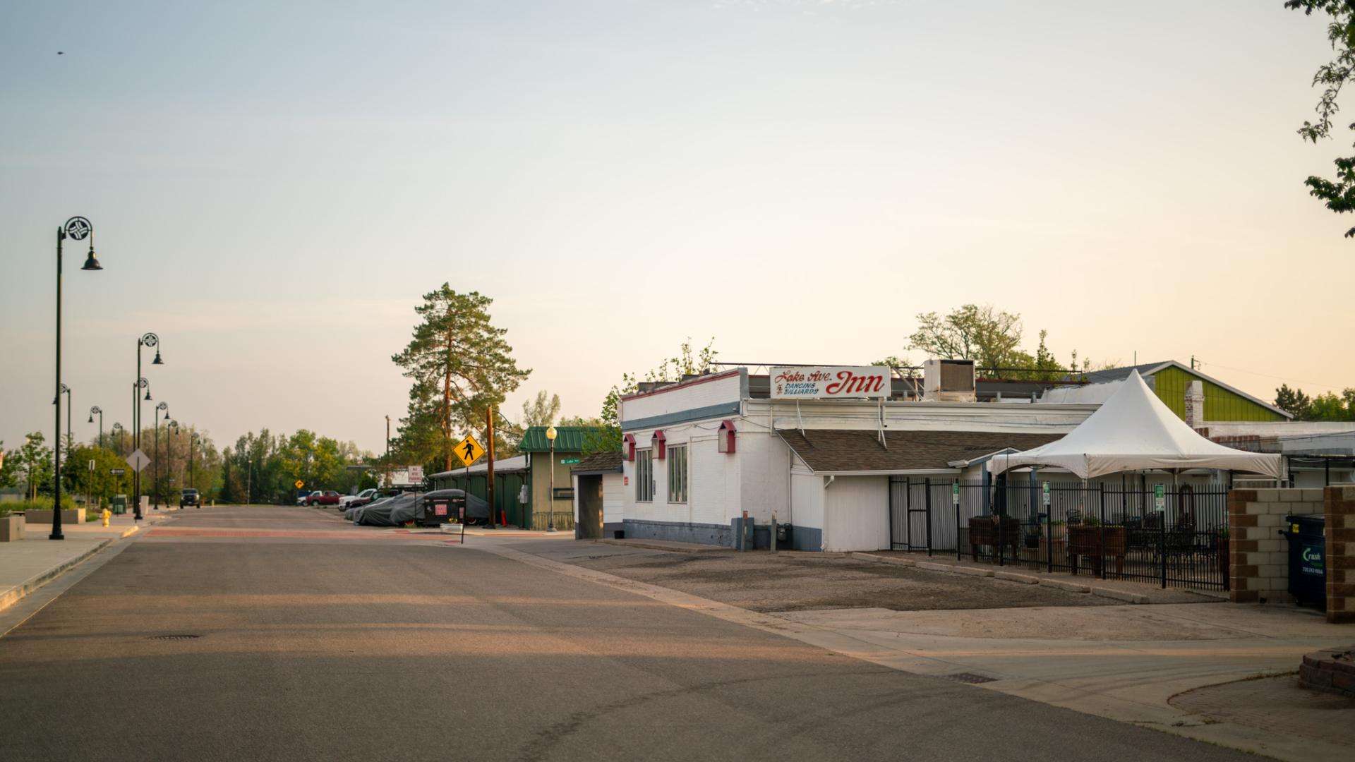 Photograph of First Street and the frontages abutting it in the Eastlake neighborhood of Thornton.