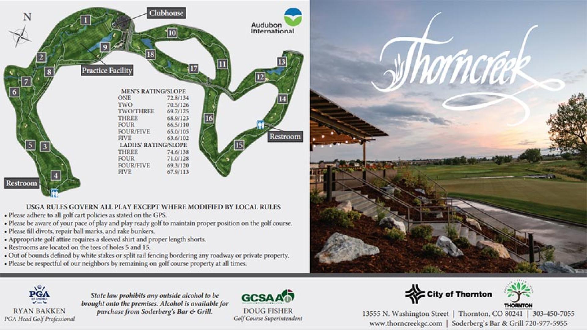 Thorncreek Golf Course scorecard.