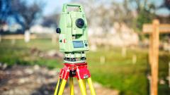 Surveyor engineering equipment with theodolite.